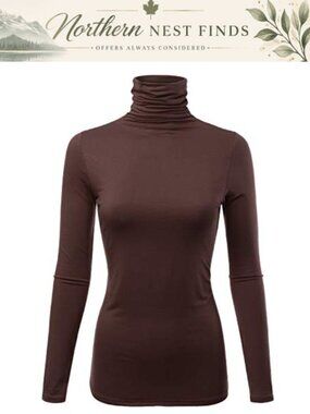 Women's Long Sleeve Turtleneck Pullover Sweater Lightweight Slim Fit Made in USA